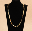 Enkelt Long stil Natur Earth Yellow Potato Shape Pearl Necklace / genser Chain