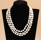 Elegant Long Style Mother Gift Natural White Freshwater Pearl Halsband / tröja kedja