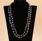 Elegant Long Style Mother Gift 9-10mm Naturlig svart sötvattenspärla halsband / tröja kedja