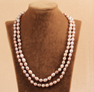 Elegant Long Style Mother Gift 8-9mm naturliga lila sötvatten Rice Pärlhalsband / tröja kedja