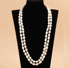 Elegant Long Style Mother Gift 8-9mm Naturligt vitt ris Pärlhalsband / tröja kedja