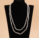 Elegant Long Style Mother Gift 6-7mm Natural Gray Freshwater Pearl Necklace / Sweater Chain