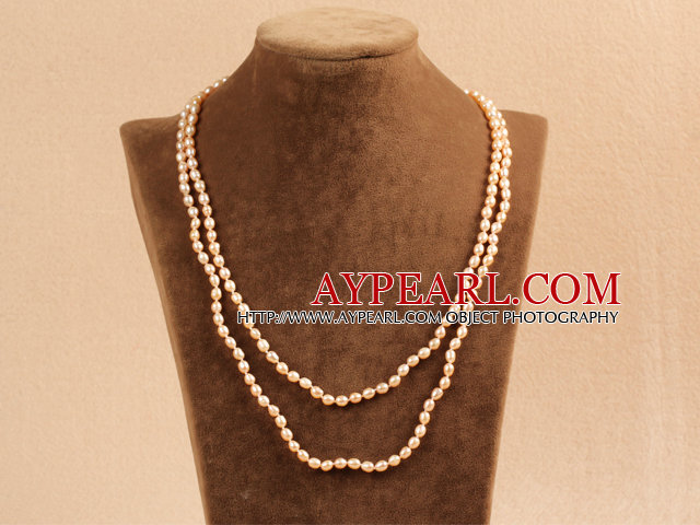 Rose naturel Riz Perle Parti Collier / Pull Chain Stylish long style élégant