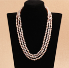 Snygg Elegant lång stil 5-6mm naturliga lila sötvattenspärla Party Halsband / tröja kedja