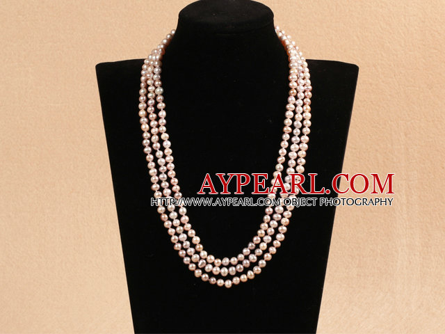 Stylish Elegant Long Style 5-6mm Natural Purple Freshwater Pearl Party Necklace / Sweater Chain