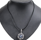 Simple Elegant Natural Big Black Freshwater Pearl Pendant Leather Necklace