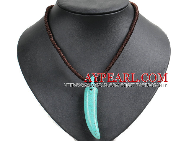 Hot Sale OX Horn Turquoise Hand-Knitted Necklace