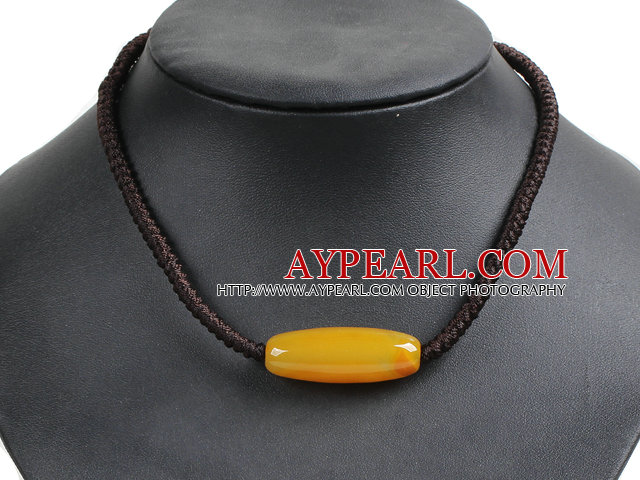 Hot Sale Topaz Agate Pendant Hand-Knitted Necklace