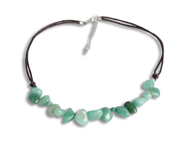 Aventurine side hole irregular fresh natural style rope necklace