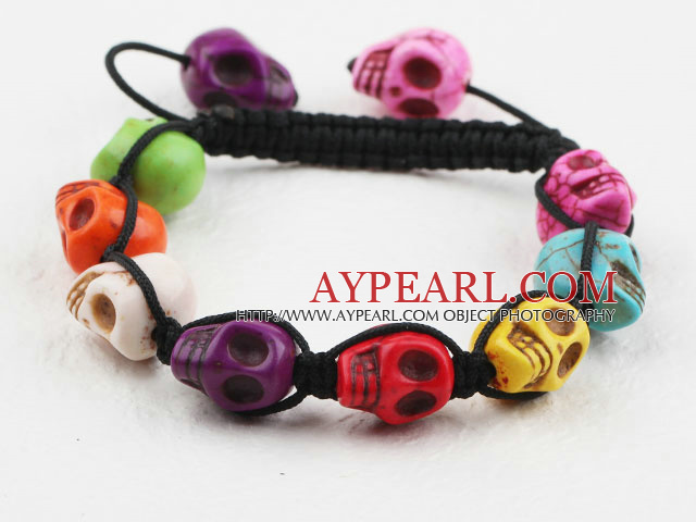 Fashion Style Multi Color Turquoise Skull Drawstring Halloween Bracelet