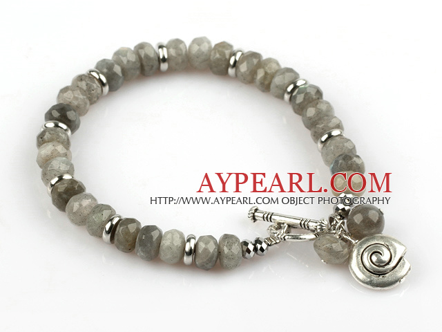 Fasettert Abacus Shape Blinkende Stone Stretch Bangle Bracelet med Snail Accessory