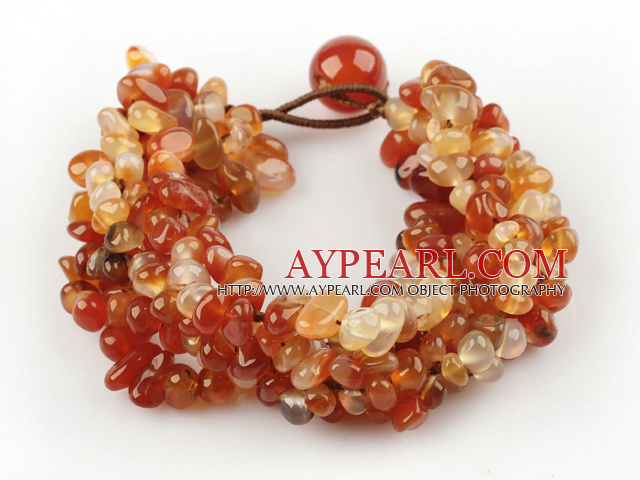 Breda Style Natural Color Agate filé Chips vävt armband