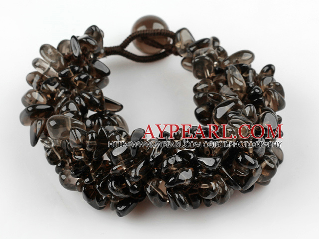 Wide Style Somky Quartz Fillet Chips Woven Bracelet