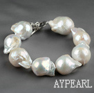 Big Style 12*18mm Natural Nucleus Pearl Bracelet with Heart Shape Toggle Clasp