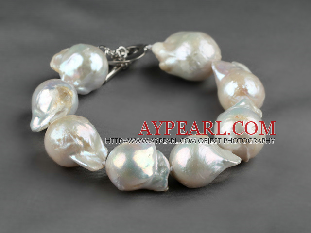 Big Style 12*18mm Natural Nucleus Pearl Bracelet with Heart Shape Toggle Clasp