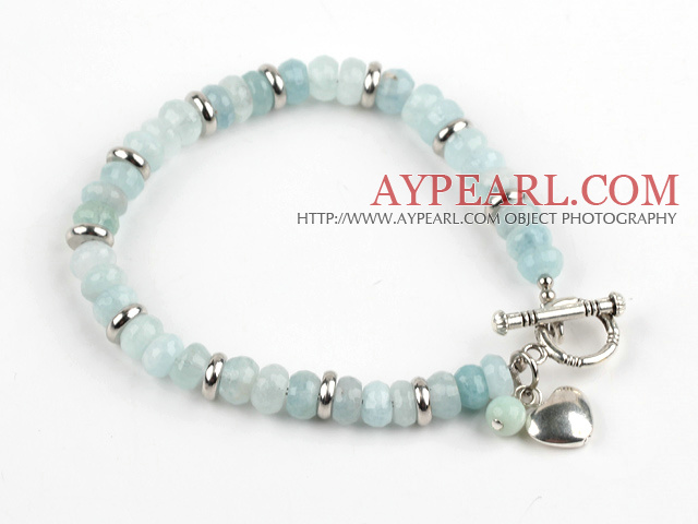 Abacus Shape Faceted Aquamarine Bracelet with Toggle Clasp