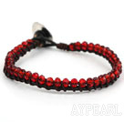 Fashion Style Faceted Red Crystal Leather Bracelet with Metal Clasp