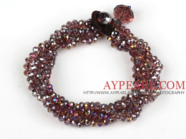Multi Strands Faceted Purple Red with Colorful Crystal Bracelet