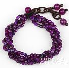 Πολλαπλών Σκέλη 4 χιλιοστά πολύπλευρη Purple Agate Beaded βραχιόλι