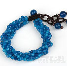 Multi Strands 4mm Faceted Blue Agate Perlenarmband