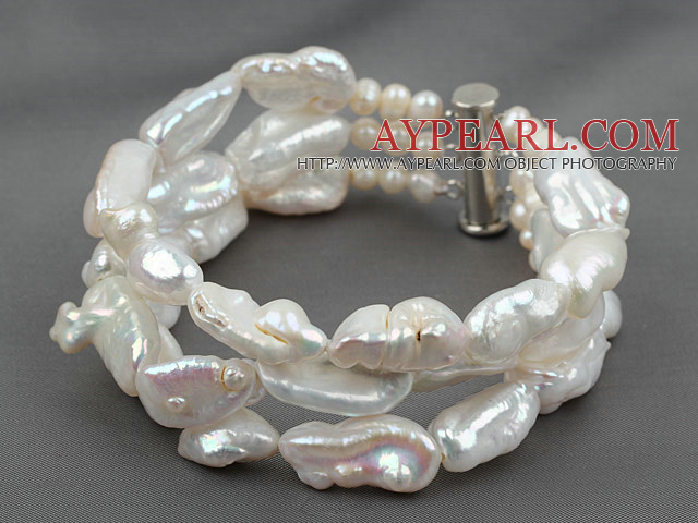 Drei Stränge Big Style White Rebirth Pearl Bracelet