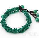 Mulit Strands Faceted 4mm Green Agate Bracelet