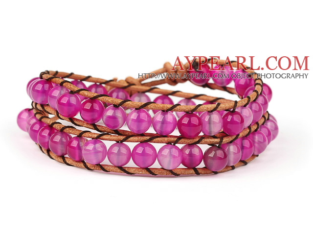Nouveau Design Deux rangées Rouge Cornaline Bracelet en cuir et bracelet Wrap