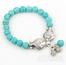 Simple Design Round Turquoise Perlen Stretch-Armband mit Double Fish Zubehör