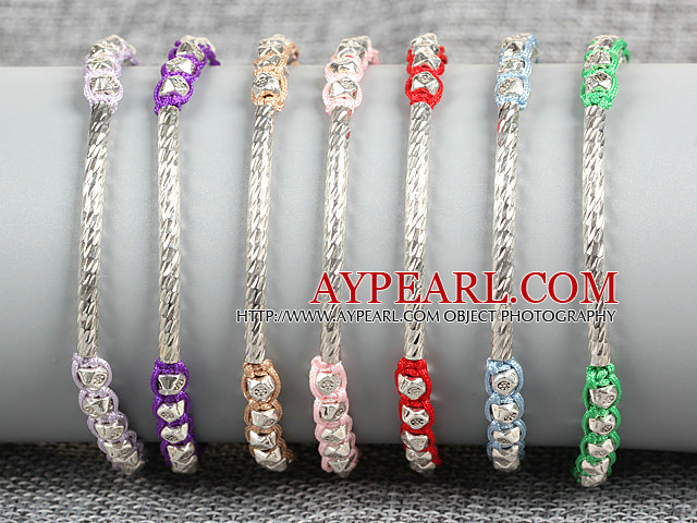 Free 7 PCS Trendy nickellegierte Rohrgewinde Multi Color Charm handgestrickte Armband (zufällige Farbe)