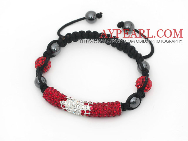 Fashion Style Σταδιακή αλλαγή Red τεχνητό διαμάντι Tube και Tungsten Stone Steel Βραχιόλι Κορδόνι