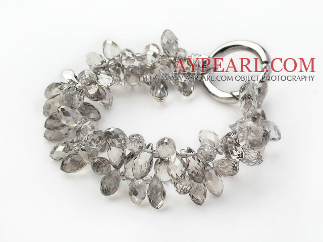 New Style Two Strands Drop Shape Gray Crystal Bracelet