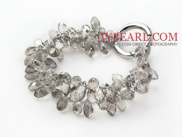 Ny stil To Strands Drop Shape Gray Crystal armbånd