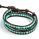 Wholesale Fashion Style Turquoise Beads Three Times Wrap Bangle Bracelet