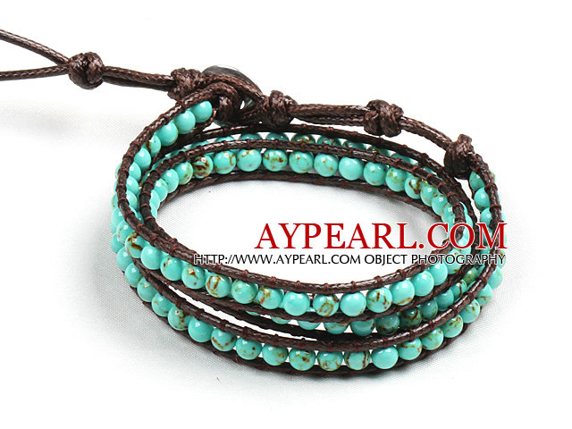 Perles Turquoise Fashion Style Three Times Wrap Bracelet