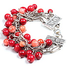 Fashion Multi Strand rote Korallen-Korn-Charme-Armband