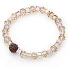 Wholesale Simple Design Ambar Crystal Stretch Bangle Bracelet with Brown Rhinestone Ball