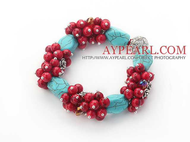 Assorted Turquoise and Round Alaqueca Stretch Bangle Bracelets