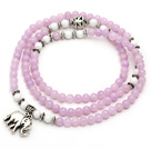 Light Purple Color Candy Jade 4 Wrap Stretch Bangle Bracelet with White Porcelain Stone and Elephant Accessories