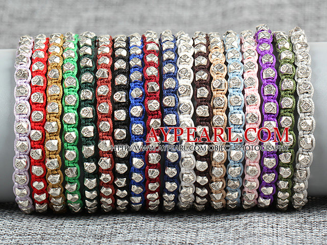 8 PCS Trendy Nickel Free Alloyed Charm Multi Color Thread Hand-Knitted Bracelet (Random Color)