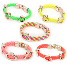 5 Pieces Popular Style Candy Color Leather Friendship Bracelet with Metal Accessories( Random Color )