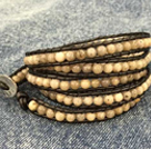 Wholesale Fashion Hot Sale Multi Strands Round Steel Gray Cat's Eye Stone Beads Wrap Bangle Bracelet
