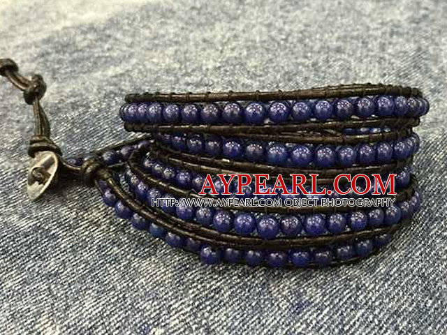 Hot Sale Mode multi Strands Lapis perles rondes Wrap Bracelet