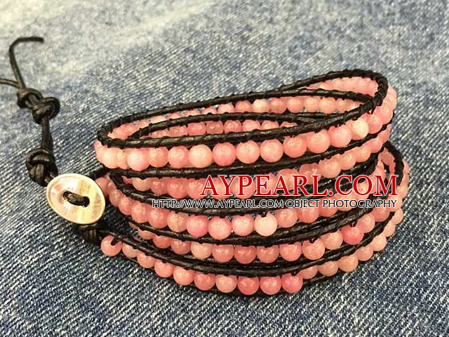 Hot Sale Mode multi brins Perles rondes roses Wrap Bracelet