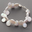 Wholesale Irregular Shape Top Drilled White Pearl Bracelet