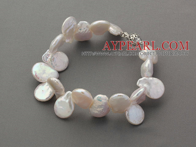 Unregelmäßige Form Top gebohrt White Pearl Bracelet