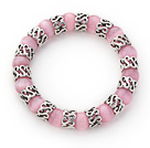 10mm Round Pink Cats Eye and Tibet Silver Spacer Ring Accessories Stretch Bracelet