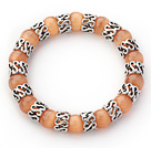 Wholesale 10mm Round Orange Yellow Color Cats Eye and Tibet Silver Spacer Ring Accessories Stretch Bracelet