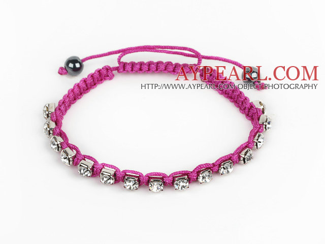 5 Pièces Violet de la discussion rouge et blanc strass forme carrée et hématite Bracelets cordon réglable tissé