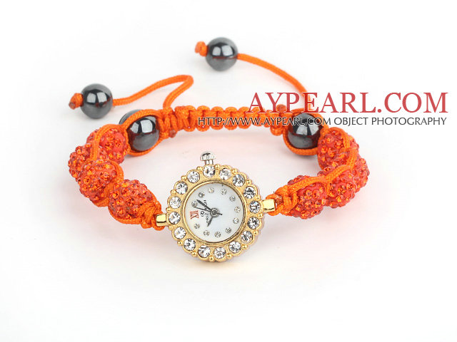 Moda Stil Orange Red Ball stras brățară cordon reglabil cu aur Culoare Uita-te