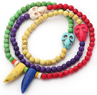 Wholesale Assorted Multi Color Dyed Turquoise 4 Times Wrap Bracelet ( Can also be necklace)